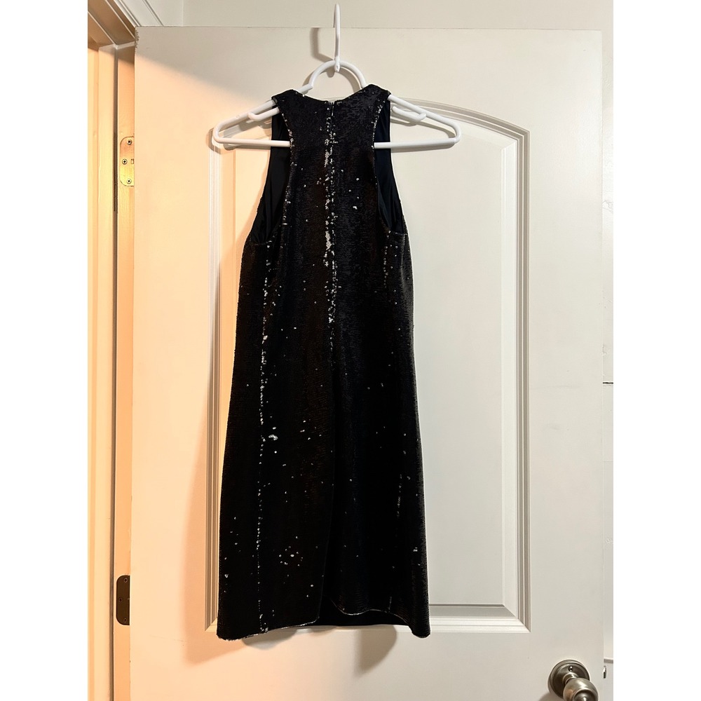 Maje Black Sequin Halter Neck Mini Dress Size 36 - Picture 3 of 7